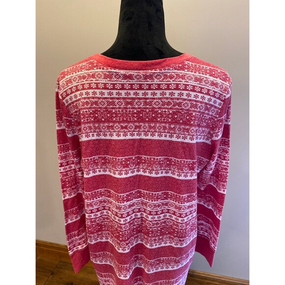 Tunic Top Pajamas or Dress No Tag Size Medium to Large Red White Snowflake Soft - Picture 7 of 11